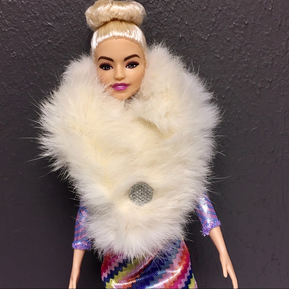 RABBIT FUR STOLE CUSTOM FOR BARBIE
